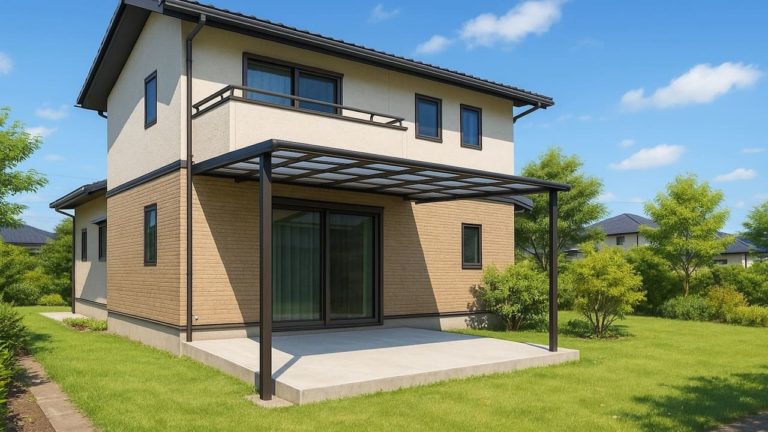 宗像市の戸建て外構に施工されたテラス屋根のイメージ