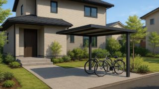 【武蔵野市】自転車置き場の本体+施工費|小学生がいる家庭で多い相談 武蔵野市の戸建て外構に施工された自転車置き場のイメージ