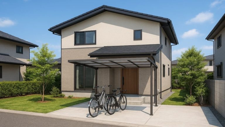 武蔵野市の戸建て外構に施工されたサイクルポートのイメージ