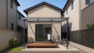 武蔵野市の戸建て外構に施工されたテラス屋根のイメージ