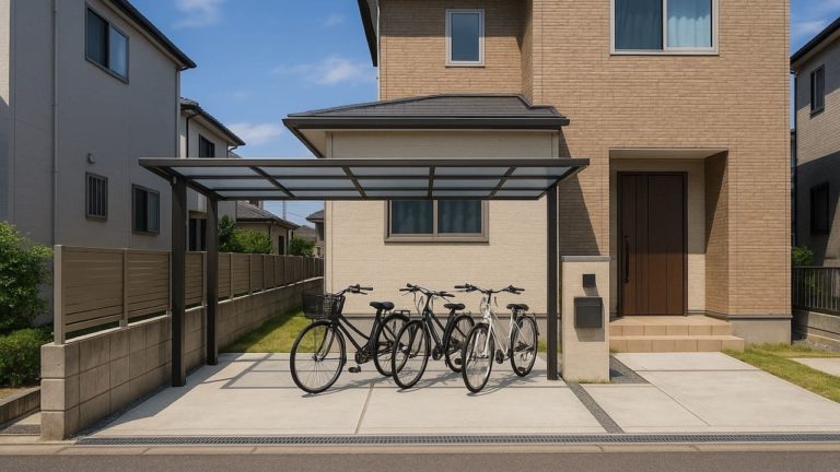 長浜市の戸建て外構に施工されたサイクルポートのイメージ