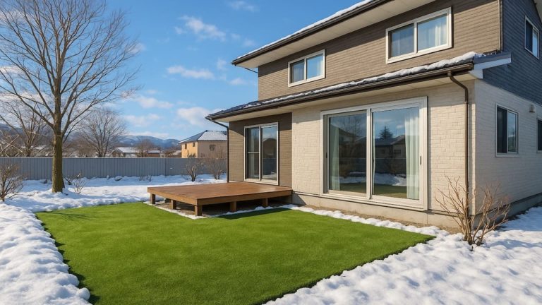 長野県の戸建て外構に施工された人工芝のイメージ