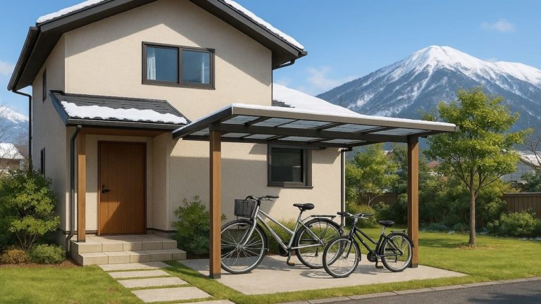 長野県の戸建て外構に施工された自転車置き場のイメージ