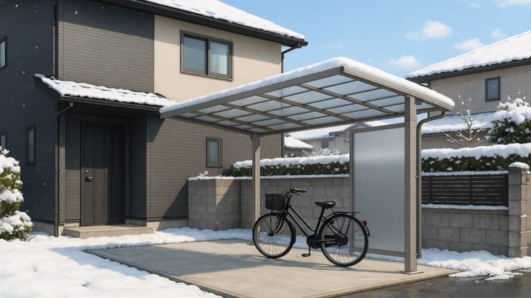 長野県の戸建て外構に施工されたサイクルポートのイメージ