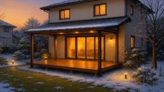 長野県の戸建て外構に施工されたテラス屋根のイメージ