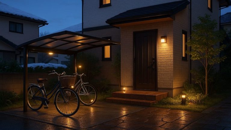 長岡市の戸建て外構に施工された自転車置き場のイメージ