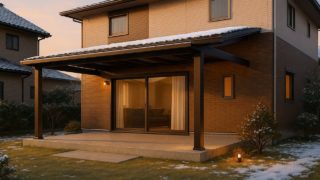 長岡市の戸建て外構に施工されたテラス屋根のイメージ