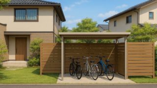流山市の戸建て外構に施工された自転車置き場のイメージ