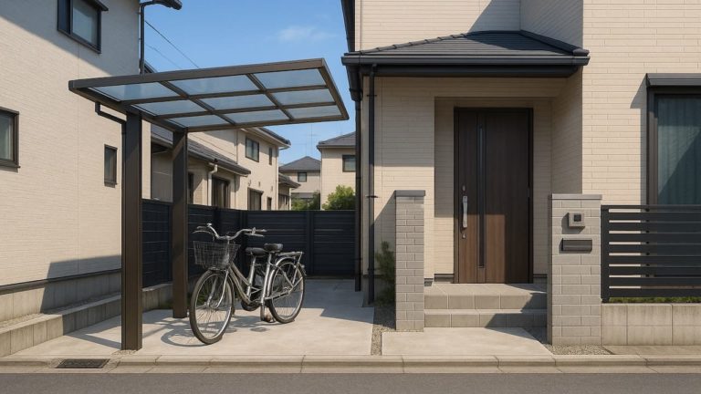 流山市の戸建て外構に施工されたサイクルポートのイメージ