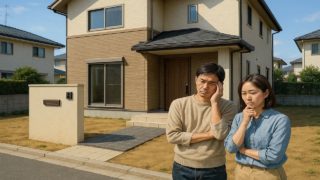 流山市の外構工事の失敗にがっかりする夫婦のイメージ