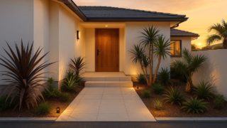 長崎県の戸建て外構に施工された玄関アプローチのイメージ