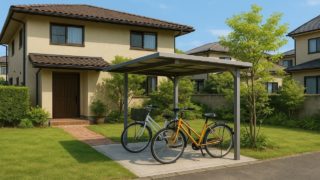 長崎県の戸建て外構に施工された自転車置き場のイメージ