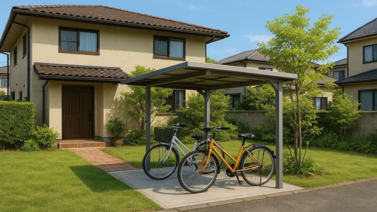 長崎県の戸建て外構に施工された自転車置き場のイメージ