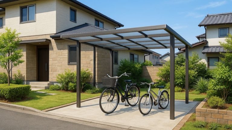 長崎県の戸建て外構に施工されたサイクルポートのイメージ