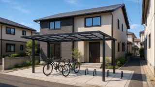 名古屋市の戸建て外構に施工されたサイクルポートのイメージ