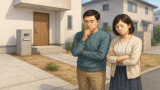 中野区の外構工事の失敗にがっかりする夫婦のイメージ