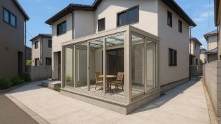 【中野区】テラス囲い・サンルームの費用相場|掃除が楽になる仕上げ方5選 中野区の戸建て外構に施工されたテラス囲い・サンルームのイメージ