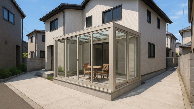 中野区の戸建て外構に施工されたテラス囲い・サンルームのイメージ