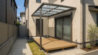 中野区の戸建て外構に施工されたテラス屋根のイメージ