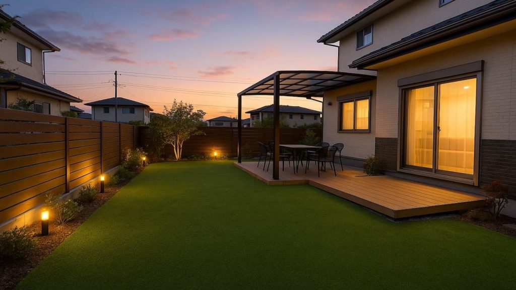 奈良県の戸建て外構に施工された人工芝のイメージ