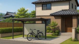 奈良県の戸建て外構に施工されたサイクルポートのイメージ