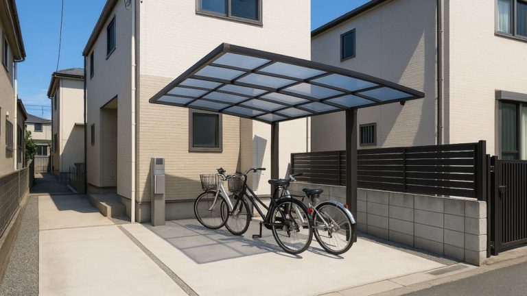 習志野市の戸建て外構に施工されたサイクルポートのイメージ