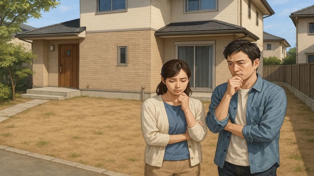 習志野市の外構工事の失敗にがっかりする夫婦のイメージ