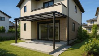 習志野市の戸建て外構に施工されたテラス屋根のイメージ