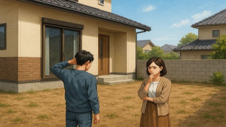 成田市の外構工事の失敗にがっかりする夫婦のイメージ