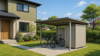 那須塩原市の戸建て外構に施工された自転車置き場のイメージ