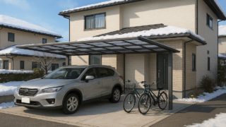 【名取市】自転車置き場の費用相場|後悔しない5つの条件 名取市の戸建て外構に施工された自転車置き場のイメージ