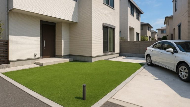 練馬区の戸建て外構に施工された人工芝のイメージ