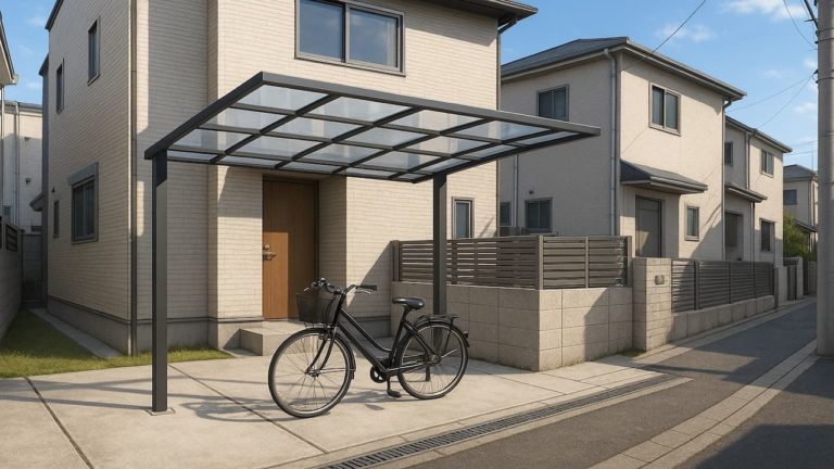 練馬区の戸建て外構に施工されたサイクルポートのイメージ