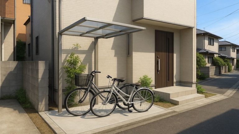寝屋川市の戸建て外構に施工された自転車置き場のイメージ