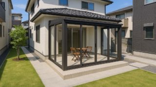 寝屋川市の戸建て外構に施工されたテラス囲い・サンルームのイメージ