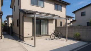 【寝屋川市】テラス屋根の価格相場|おしゃれに仕上げる配置バランス 寝屋川市の戸建て外構に施工されたテラス屋根のイメージ