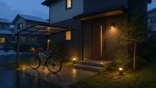 新潟県の戸建て外構に施工された自転車置き場のイメージ