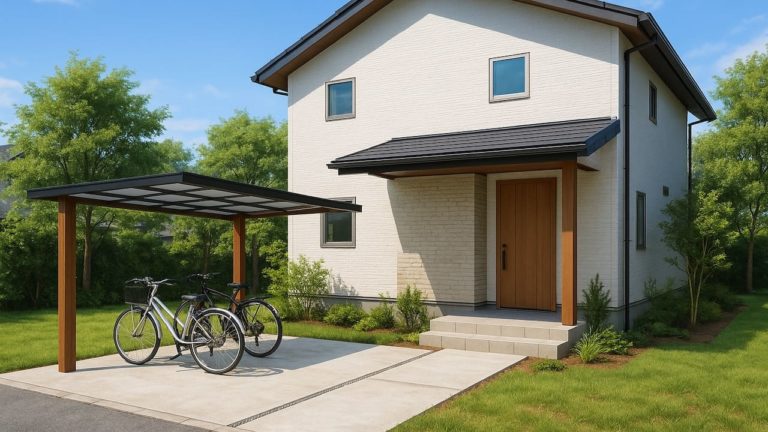 新潟県の戸建て外構に施工されたサイクルポートのイメージ