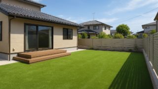新居浜市の戸建て外構に施工された人工芝のイメージ