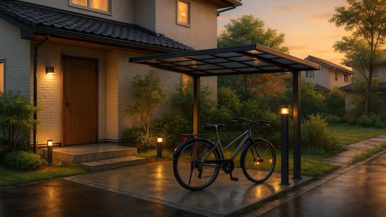 新居浜市の戸建て外構に施工された自転車置き場のイメージ