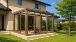 【新居浜市】テラス囲い・サンルームの工事相場|掃除が楽になる仕上げ方5選 新居浜市の戸建て外構に施工されたテラス囲い・サンルームのイメージ