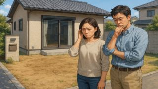 新座市の外構工事の失敗にがっかりする夫婦のイメージ