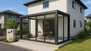 【新座市】テラス囲い・サンルームの予算ライン|ライトアップの工夫5選 新座市の戸建て外構に施工されたテラス囲い・サンルームのイメージ