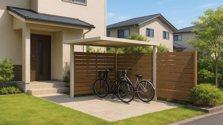 西宮市の戸建て外構に施工された自転車置き場のイメージ