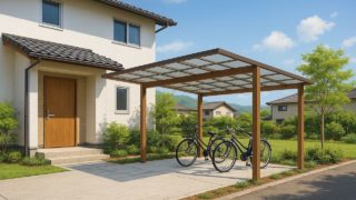 西宮市の戸建て外構に施工されたサイクルポートのイメージ