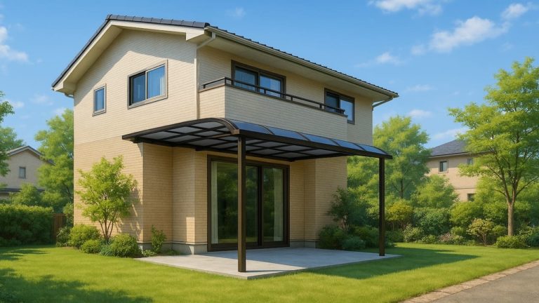 西宮市の戸建て外構に施工されたテラス屋根のイメージ