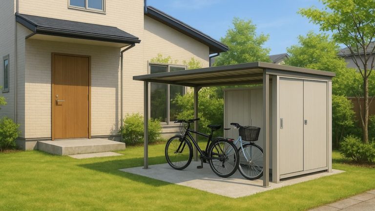 西尾市の戸建て外構に施工された自転車置き場のイメージ