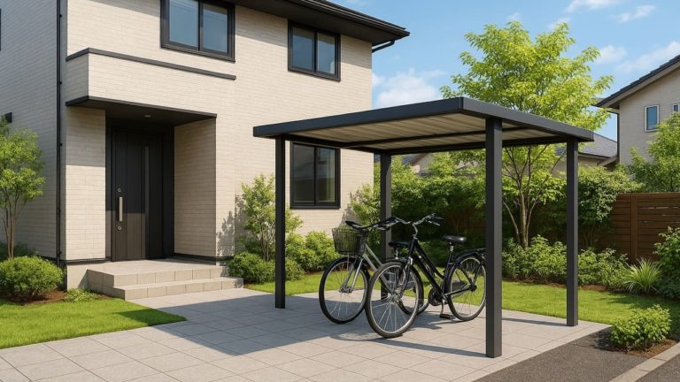 西東京市の戸建て外構に施工された自転車置き場のイメージ