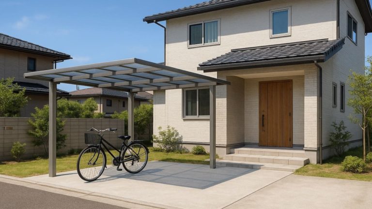 西東京市の戸建て外構に施工されたサイクルポートのイメージ