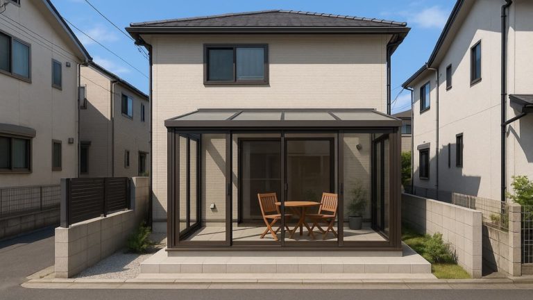 西東京市の戸建て外構に施工されたテラス囲い・サンルームのイメージ